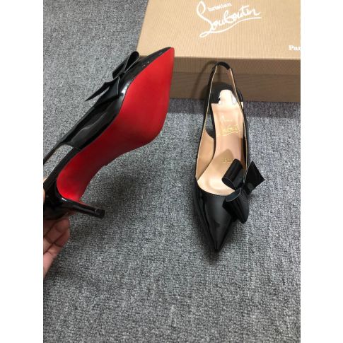 CL Clare Nodo Slingback Pumps Patent Leather Black