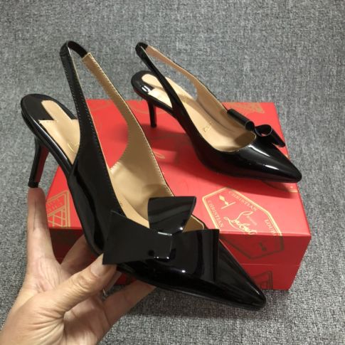 CL Clare Nodo Slingback Pumps Patent Leather Black