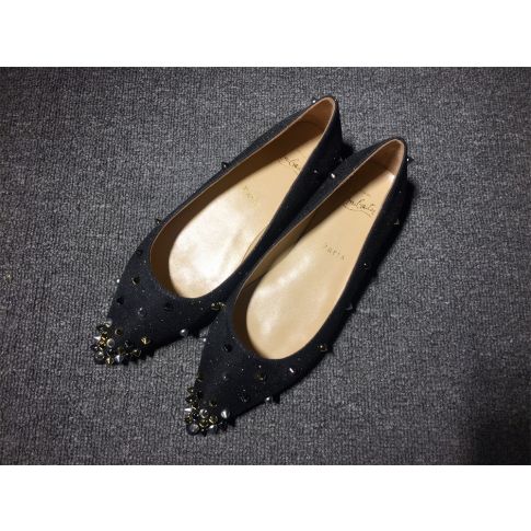 CL Degraspike Ballet Flats Fabric Black