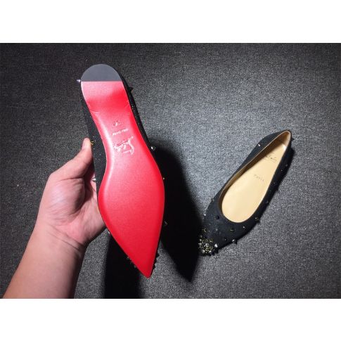 CL Degraspike Ballet Flats Fabric Black