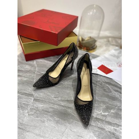 CL Follies Strass Pumps 100mm Glitter Black