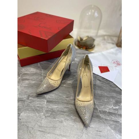 CL Follies Strass Pumps 100mm Glitter Silver