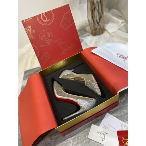 CL Follies Strass Pumps 100mm Glitter Silver