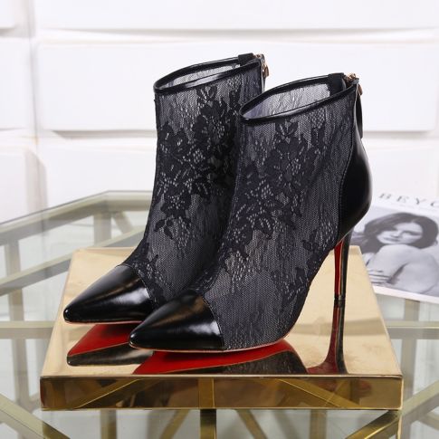 CL Gipsybootie Ankle Boots 90mm Lace Lame Specchio Black