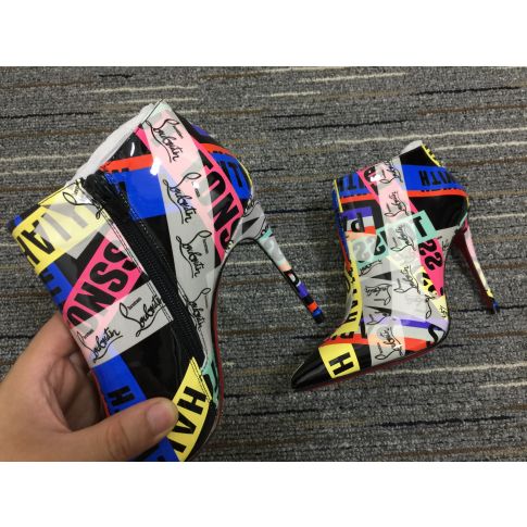 CL Gorgona Ankle Boots 100mm Patent Leather Loubiballage