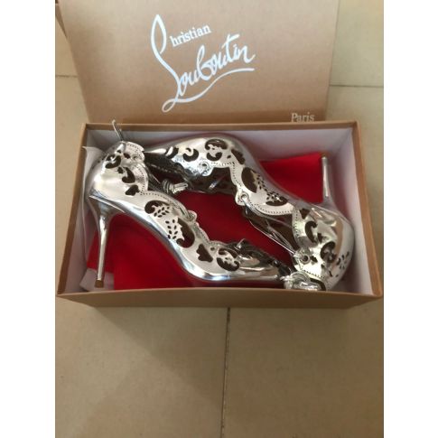 CL Impera Pumps Lasercut Metallic Leather Silver