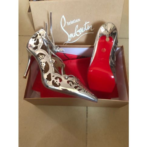 CL Impera Pumps Lasercut Metallic Leather Silver