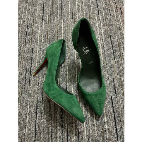 CL Iriza Pumps 85mm Suede Leather Green