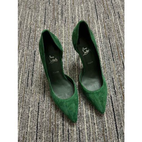 CL Iriza Pumps 85mm Suede Leather Green