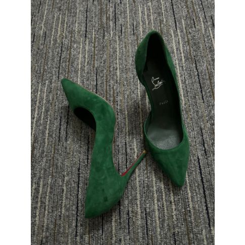 CL Iriza Pumps 85mm Suede Leather Green