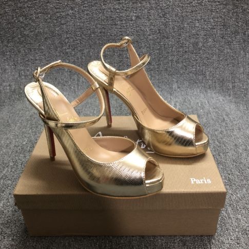 CL Jenlove Alta Pumps 120mm Metallic Leather Platine