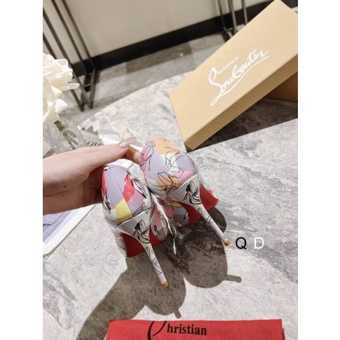 CL Kate Pumps 100mm Graphic Printed Purple Patent Leather