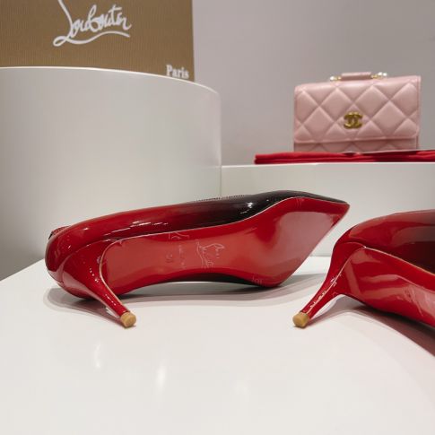 CL Kate Pumps 60mm Pelle Verniciata Nero Rosso