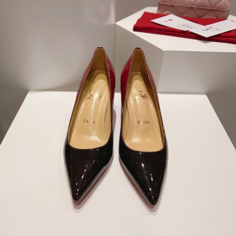 CL Kate Pumps 60mm Pelle Verniciata Nero Rosso