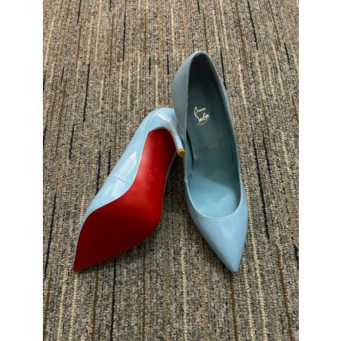 CL Kate Pumps 85mm Pelle Verniciata Blu