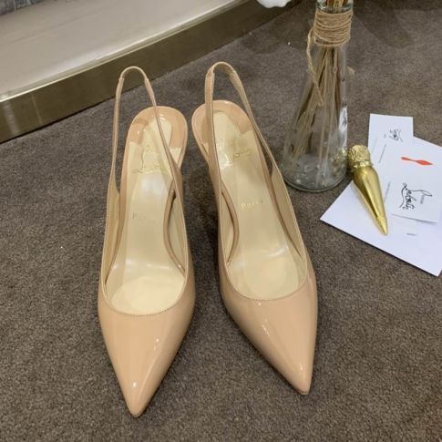 CL Kate Sling Pumps 80mm Pelle Verniciata Nude