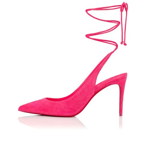 CL Lace Up Kate Pumps 85mm Veau Velours Pink