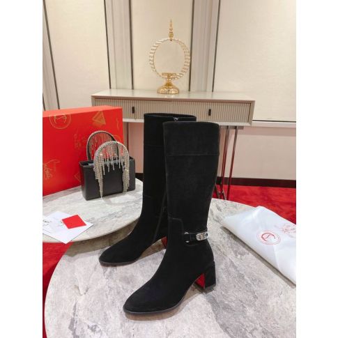 CL Lock Botta 70 mm Knee-High Boots Suede Black