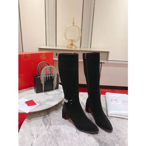 CL Lock Botta 70 mm Knee-High Boots Suede Black