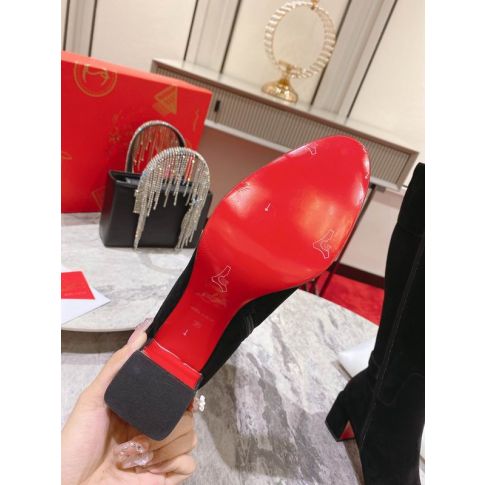 CL Lock Botta 70 mm Knee-High Boots Suede Black