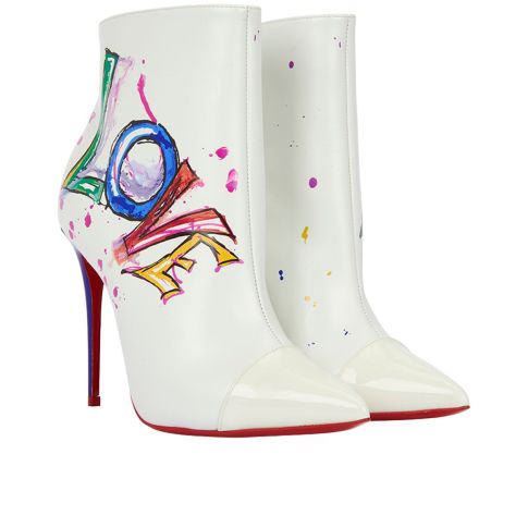 CL 'Love Is A Boot' Ankle Boots 100mm Calf and Patent Leather White
