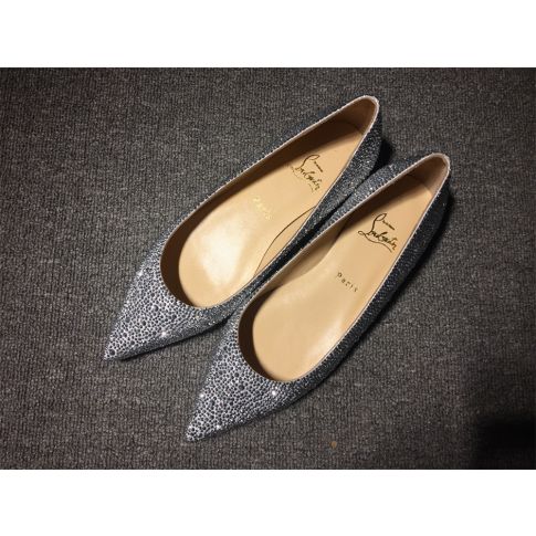 CL Pigalle Ballet Flats Strass Embellished Silver