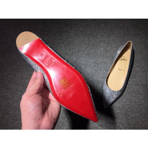 CL Pigalle Ballet Flats Strass Embellished Silver