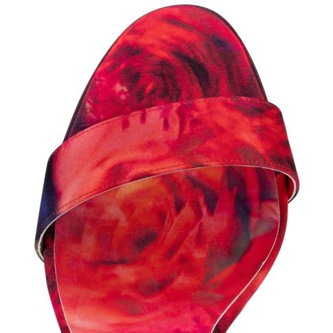 CL Sandale Du Desert 100Mm Strappy Sandals Roses Printed Crepe Satin Multicolor