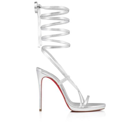 CL Sekmeta Alta 120mm Platform Sandals Iridescent Nappa Leather Silver