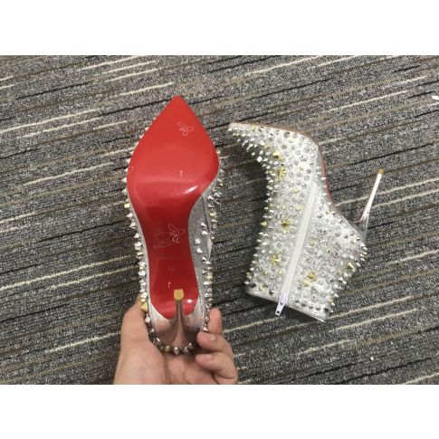 CL So Full Kate 100mm Ankle Boots Specchio Glitte Silver