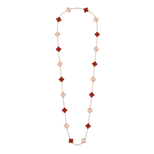 CLOVER 20 MOTIF CARNELIAN 86CM NECKLACE
