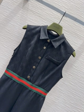 Gucci 25 Embossed Vest Skirt Polyester Fiber