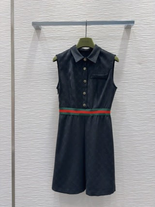 Gucci 25 Embossed Vest Skirt Polyester Fiber