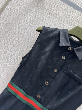 Gucci 25 Embossed Vest Skirt Polyester Fiber