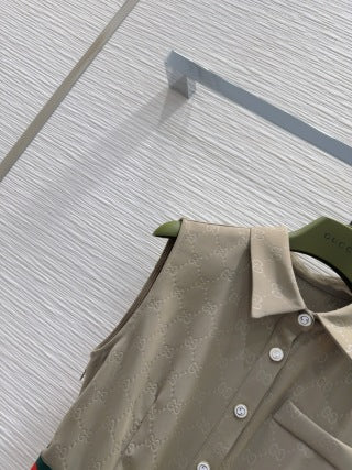 Gucci 25 Embossed Vest Skirt Polyester Fiber