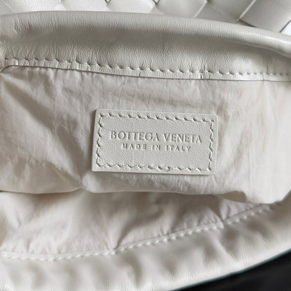 BV Small Dustbag 21cm White Intrecciato Calfskin Leather