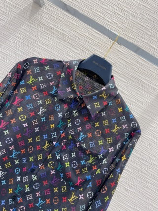 LV 25 Camicia leggermente trasparente Nero Bianco Poliestere
