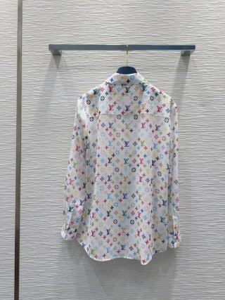 LV 25 Camicia leggermente trasparente Nero Bianco Poliestere