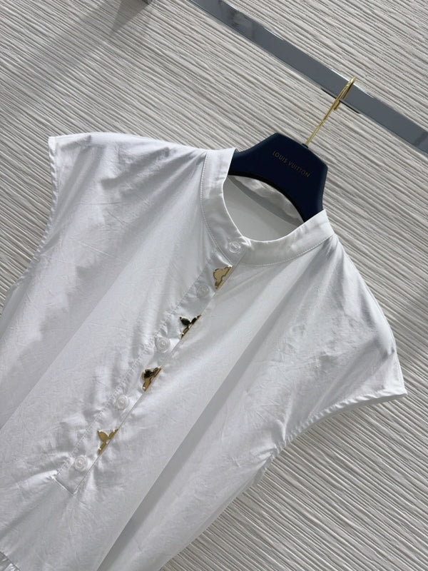 LV 25 Simple Elegant Vest Dress Black White Cotton