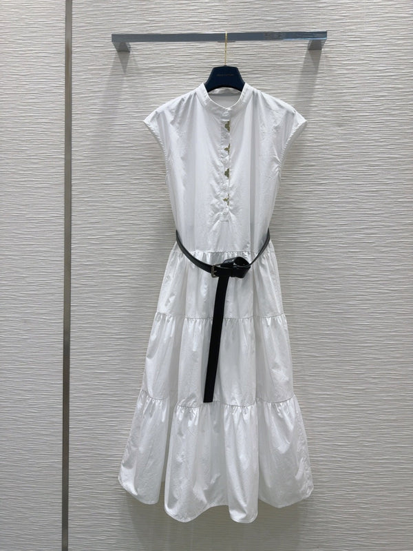 LV 25 Simple Elegant Vest Dress Black White Cotton
