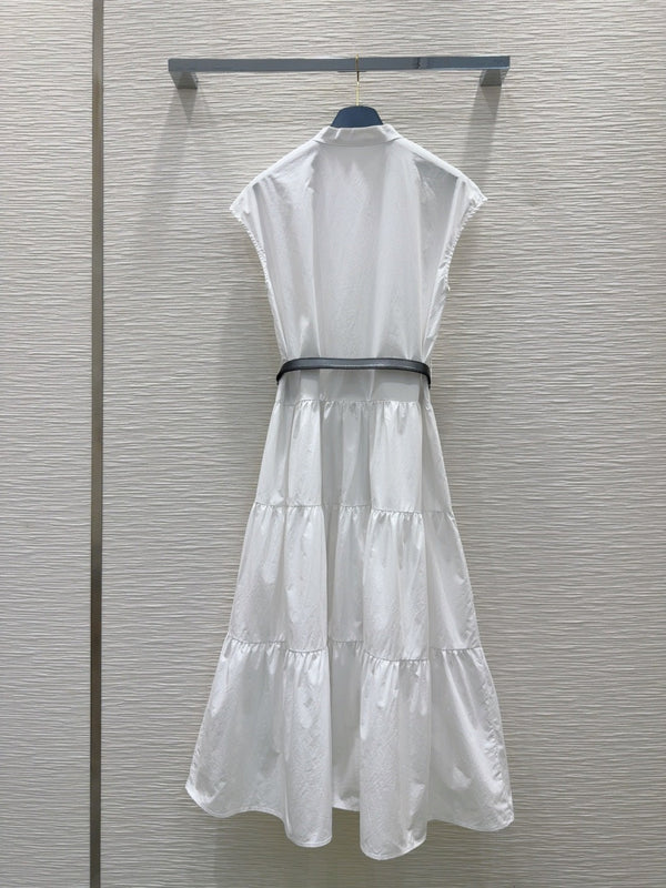 LV 25 Simple Elegant Vest Dress Black White Cotton