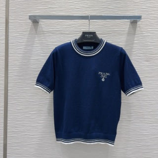 Prada 25 Logo Sweater Blue and Yellow Wool