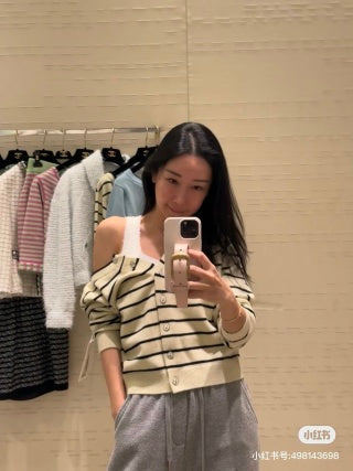 CC 25 Striped Cardigan Cashmere