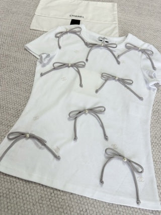 CC 25 Bow Knitted T-shirt Cotton