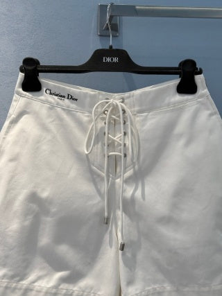 CD 25 Waistband-tie Short White Cotton