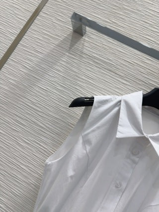 CD 25 Abito gilet in cotone bianco e nero