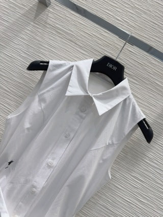 CD 25 Abito gilet in cotone bianco e nero