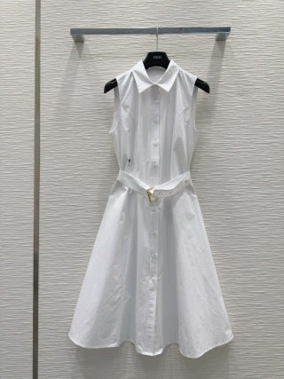 CD 25 Abito gilet in cotone bianco e nero