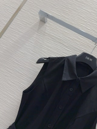 CD 25 Abito gilet in cotone bianco e nero