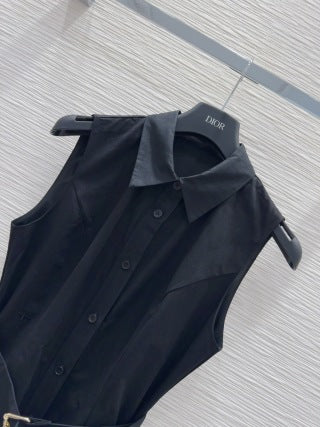 CD 25 Abito gilet in cotone bianco e nero